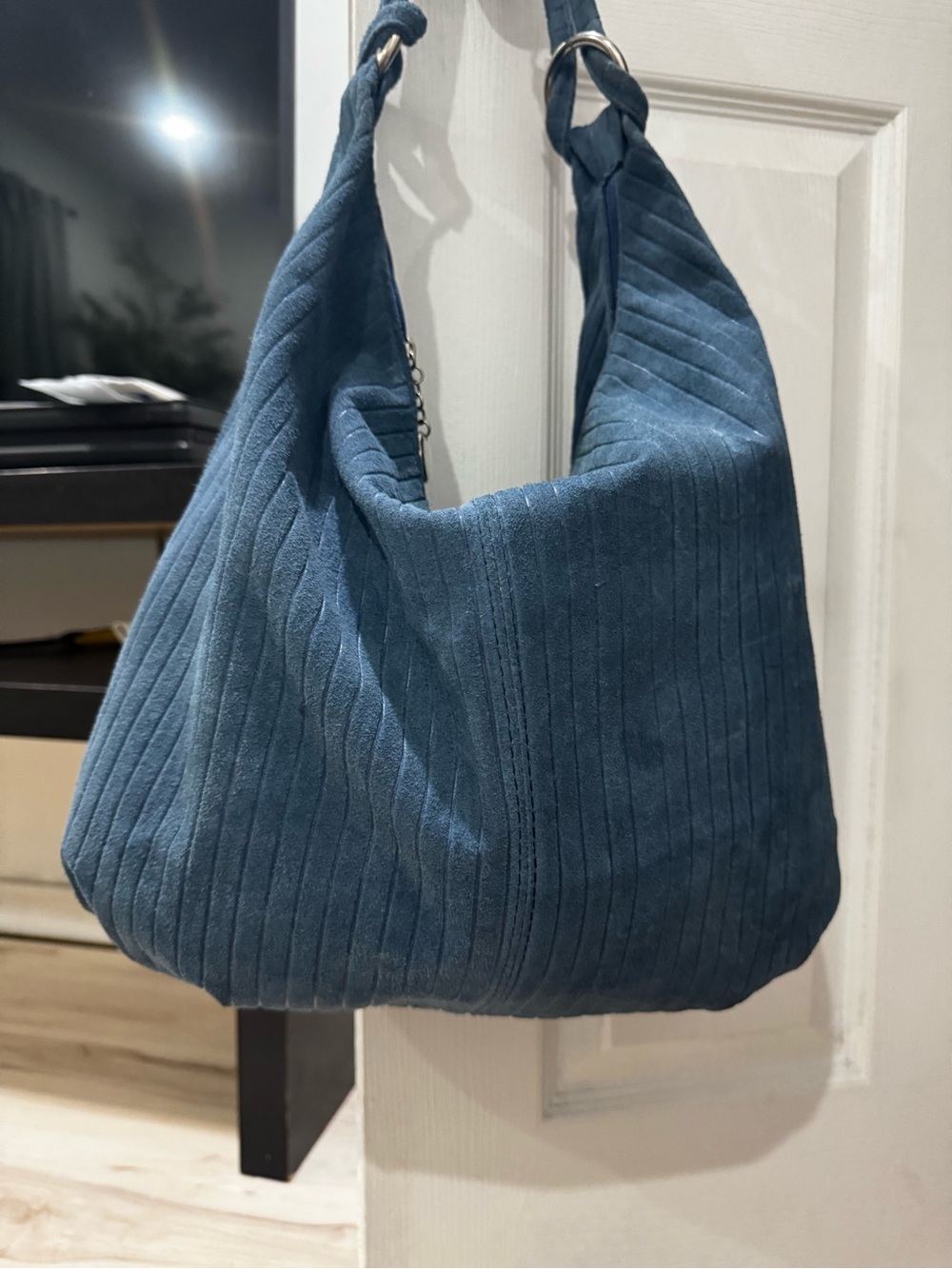 Pierre Cardin Teal Suede Shoulder Hobo Bag